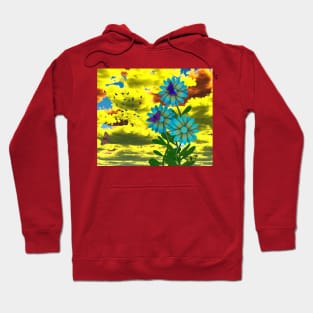 Butterflies and blue daisies Hoodie